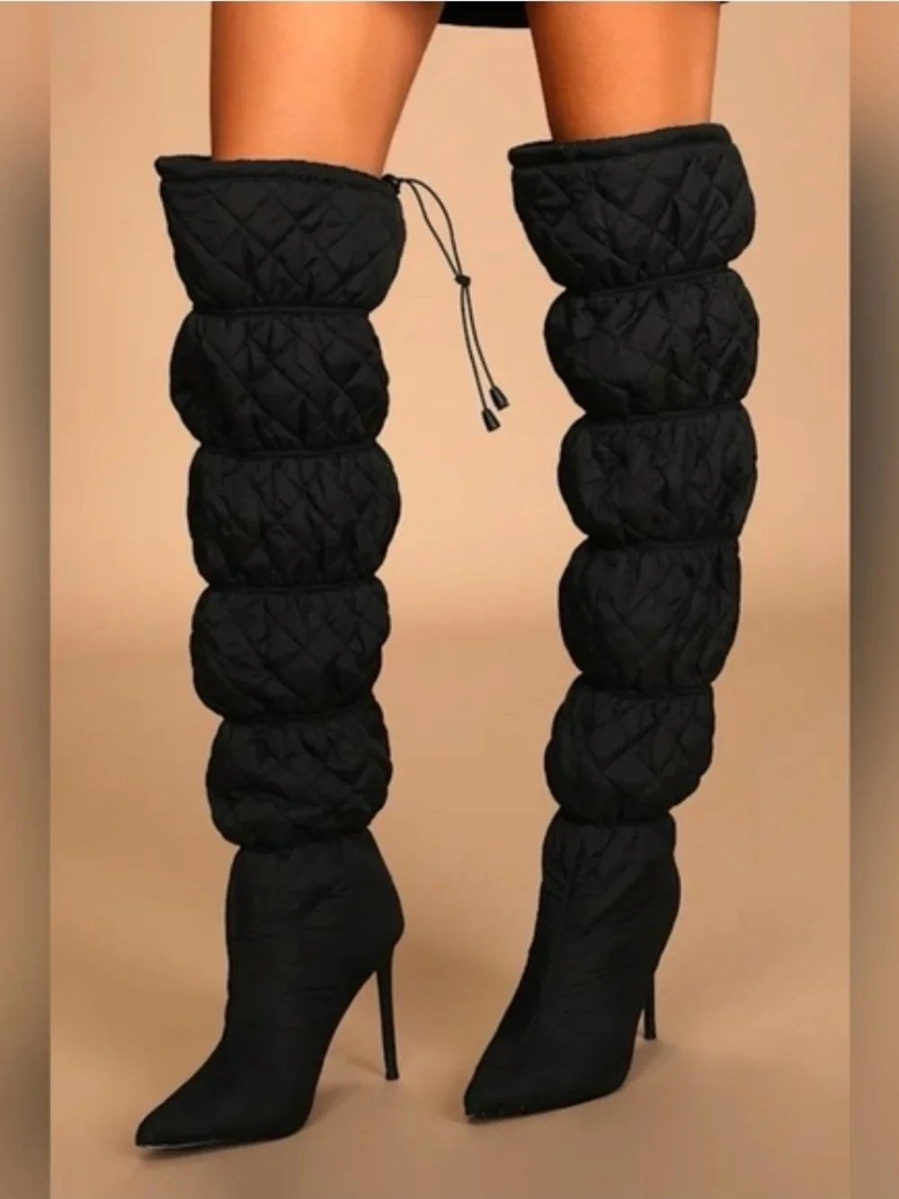 Steve Madden Black Quilted Over-the-Knee Puff Leg Warmers
